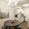 Large dining room with wood floors 